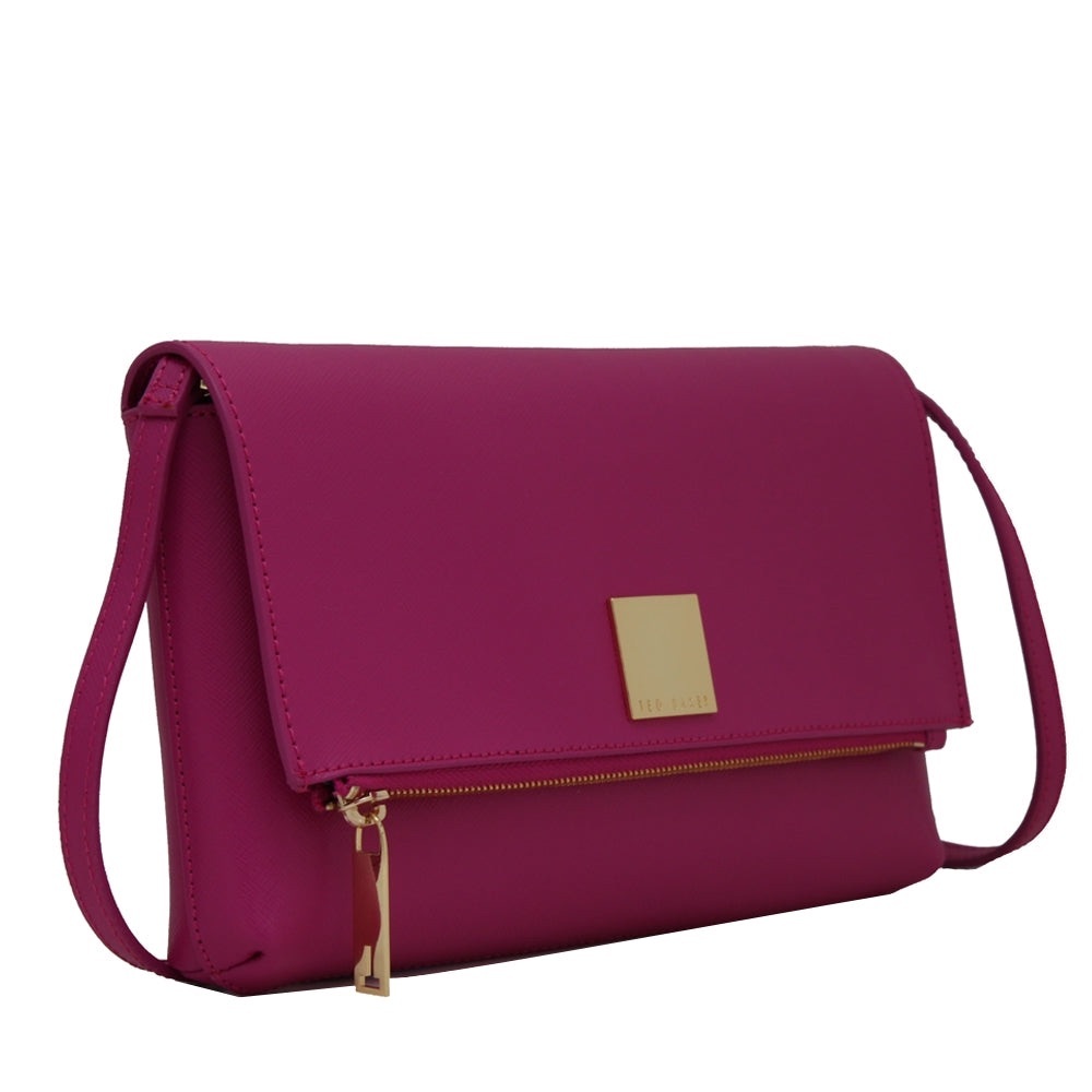 Ted Baker Britany Crosshatch Leather Crossbody Clutch Bag in Mid Pink